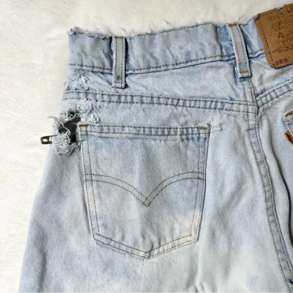 LEVI’S | Orange Tab Vintage Destroyed 560 Jean Shorts/Jorts Sz 29 Custom Cut Off - Picture 8 of 10